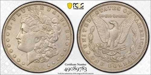1895-O モルガン銀貨 PCGS ゴールドシールド XF 詳細クリーニング済み 主要日付 $ ドロップ