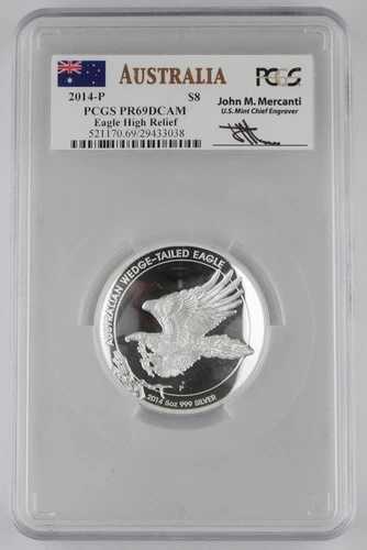 オーストラリア 2014年 P 5オンス 銀貨 高浮き彫り ウェッジテールイーグル PCGS PR69 +OGP