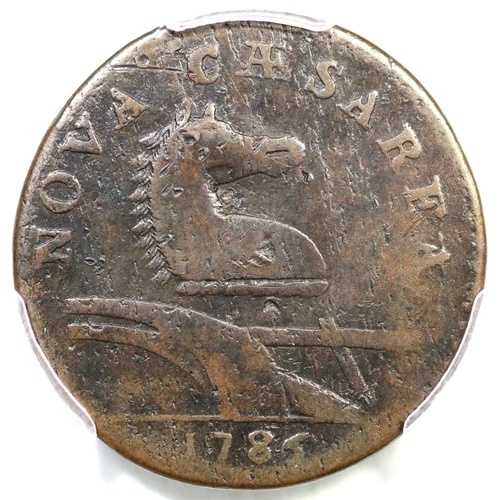 1786年 M 15-L R-4 PCGS VF 20 リーニングヘッド ニュージャージー植民地銅貨