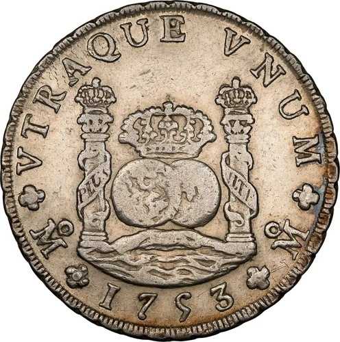 メキシコ: フェルディナンド 6 世、8 レアル 1753-Mo MF、NGC XF 詳細、クリーニング済み、メキシコ シティ。