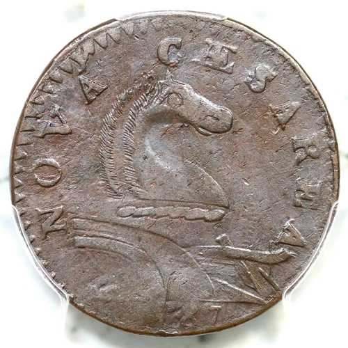 1787年 46-e PCGS XF 詳細アウトラインシールド ニュージャージー植民地銅貨