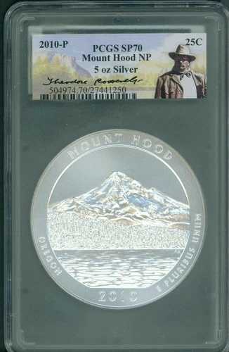 2010-P マウントフード NP ATB 5オンス シルバー PCGS SP70 セオドア・ルーズベルト SP-70