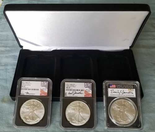 2021 $1 ASE タイプ 2 NGC/PCGS MS70 FDOI (3) コイン セット Damstra/Gaudioso/Mercanti