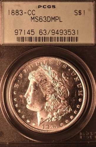 1883-CC モルガン シルバー ダラー | PCGS MS63 PL | プルーフライク | カーソンシティ (OGH)。
