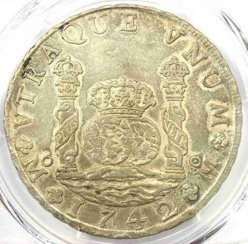 1742年メキシコピラードル8レアル銀貨（8R）-PCGS AU認定詳細 154,000円
