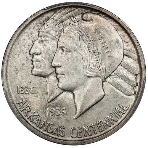 1938-S アーカンソー州記念銀貨ハーフドル - PCGS MS 66 - ジェムアンサーキュレート