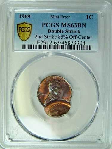 希少な1969年リンカーンペニー ***ダブルストライク*** PCGS MS63RD SN. 331