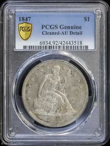 1847年 1ドル 自由の女神像 銀貨 PCGS AU 詳細