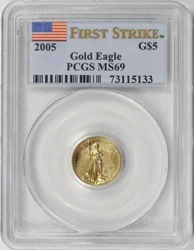 2005年 5ドル金貨 アメリカンイーグル PCGS MS69 ファーストストライク 1/10オンス