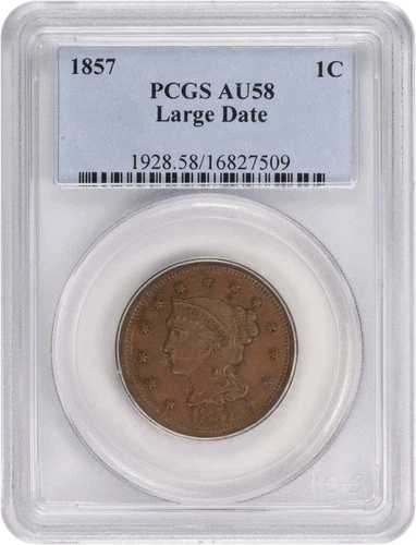 1857年製 ラージセント ラージデイト AU58 PCGS