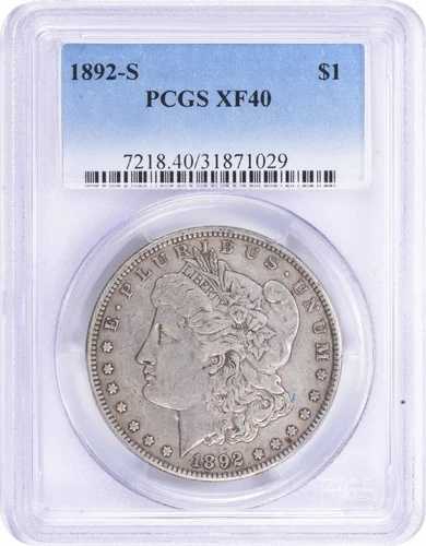 1892-S モーガン銀貨 EF40 PCGS