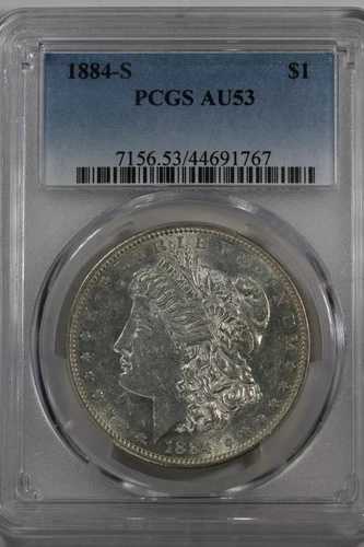 1884-S 1.00 PCGS AU53 モルガン銀貨、ミス・リバティ・ヘッド・ドル、1ドル