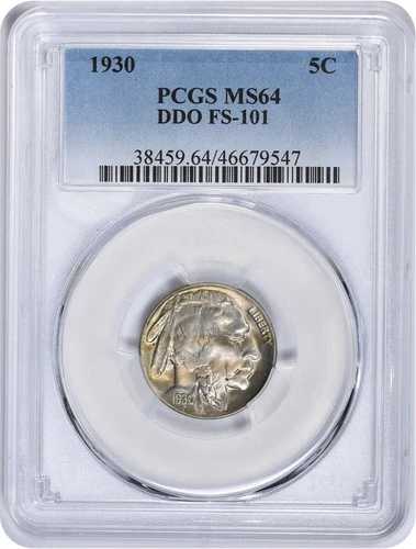 1930年 バッファローニッケル DDO FS-101 MS64 PCGS