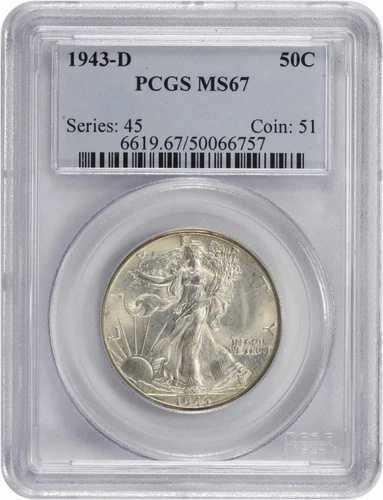 1943-D ウォーキング・リバティ・シルバー・ハーフドル MS67 PCGS