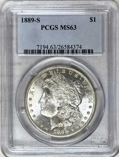1889年 S モーガン シルバー ドル PCGS MS63