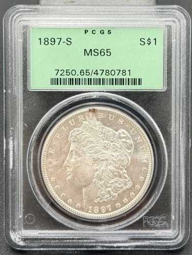 1897年 S モルガン銀貨 $1 PCGS MS 65 OGHホルダー、高品位セミキー日付｜WORLD RESOURCE【QUEEN店】