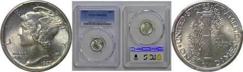 1927年製マーキュリーダイム PCGS MS-65 FB