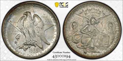 1935年 D テキサス記念銀貨 ハーフドル PCGS MS65