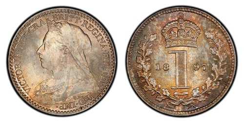 イギリス ヴィクトリア 1897年 AR マウンディセット。PCGS MS66-MS66。S-3943; ESC-2512