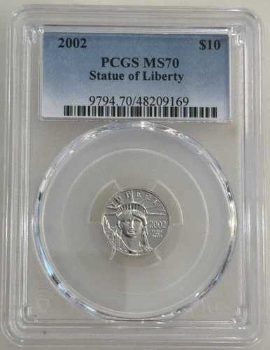 2002年 10ドル プラチナイーグル 自由の女神像 PCGS MS70 1/10オンス ポップ71