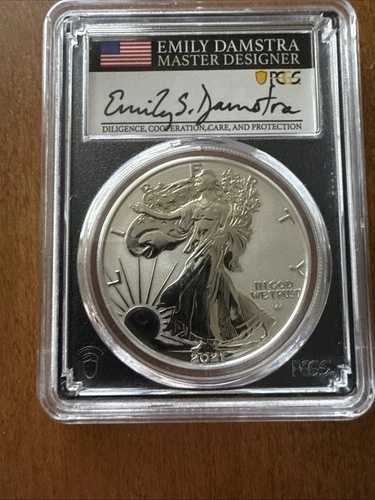2021 S リバースプルーフ シルバーイーグル PCGS PR70 初日発行 エミリー・ダムストラ サイン入り