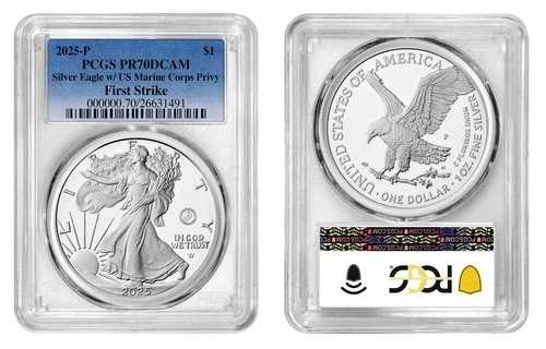 2025-P (PR70) プルーフ アメリカン シルバー イーグル 米海兵隊 プライビー FS ファーストストライク PCGS|WORLD RESOURCE【QUEEN店】