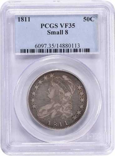 1811年 胸像 シルバー ハーフドル スモール 8 VF35 PCGS