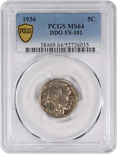 1936年 バッファローニッケル DDO FS-101 MS64 PCGS-