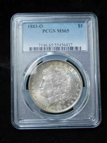 1883-O 1ドル モルガン銀貨 - PCGS MS65 レインボートーン (55456437)