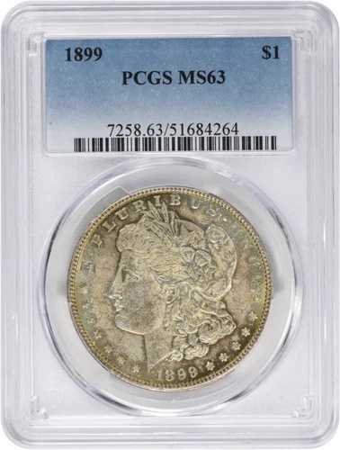1899年 モルガン銀貨 MS63 表面トーニング PCGS