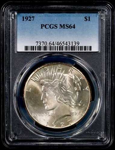1927年 ピースドル - MS64 PCGS - 素晴らしい光沢 - 美しいコイン - #369