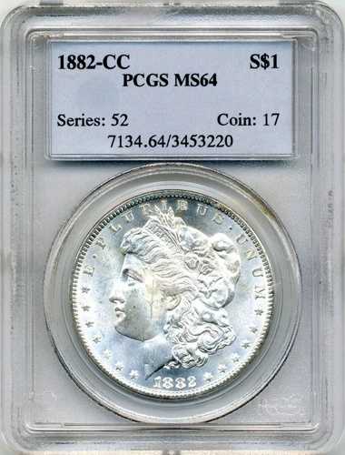 1882-CC モルガン $1、VAM-3 ダブル82、セカンドCロー PCGS MS64