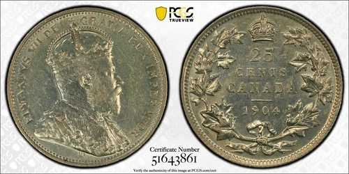 1904年カナダ25セント - PCGS AU詳細