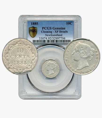 1885年ニューファンドランド10セント硬貨 - PCGS EF詳細、希少なキーデート