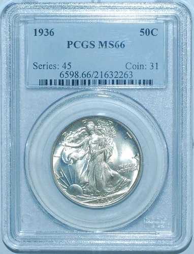 1936年 P PCGS MS66 ウォーキング・リバティ・ハーフダラー