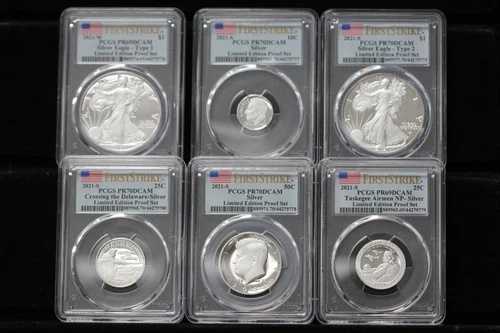 2021年 米国造幣局 限定版 シルバープルーフセット PCGS PR70 - PR69 6枚セット 4XXO