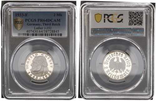 2マーク 1933 F - マーティン・ルーサー J.352 - プルーフ PCGS PR64DCAM 90924-｜WORLD RESOURCE【QUEEN店】