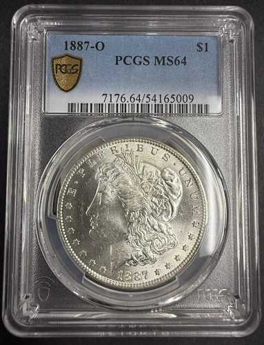 1887-O モルガン銀貨、MS64、PCGSゴールドシールド（10457）