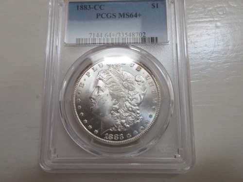 1883-CC、モルガン・ダラー、PCGS、MS 64+（64プラス）トーニング
