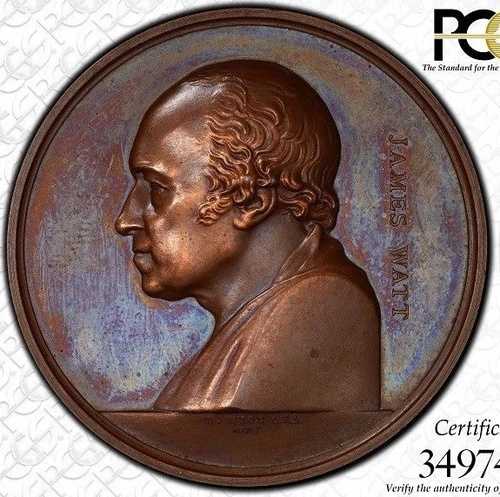 NGC & PCGS SP63 1883年 ジェームズ・ワット メダル 英国製 極上品 色調良好