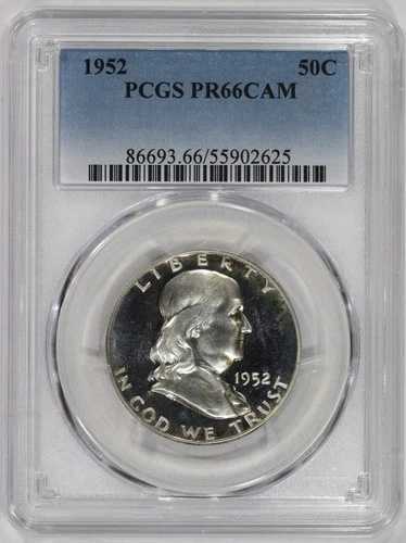 1952年 50セント銀貨 フランクリン ハーフダラー プルーフ PCGS PR66CAM カメオ
