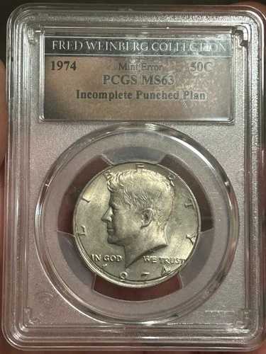 1974年 ケネディ ハーフダラー ミントエラー 不完全パンチプランシェット PCGS MS63 50C