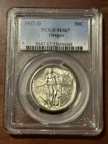 オレゴン記念銀貨ハーフドル 1937-D MS67 PCGS