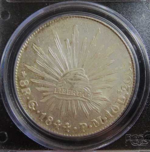 メキシコ: 1844-Go PM シルバー 8 レアル KM-377.8 PCGS MS-63。