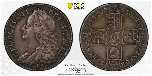 1746年 イギリス 6D 6ペンス シックスペンス LIMA S-3710A PCGS AU58 KM# 582.3