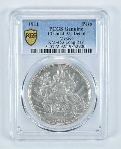 1911年 メキシコペソ KM-453 ロングレイ AU ディテール 純正クリーニング済み PCGS *9078 139,150円