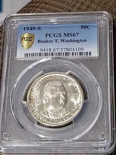 1949-S ブッカー T. ワシントン記念ハーフ ドル PCGS MS67 極上ジェム PQ!!!