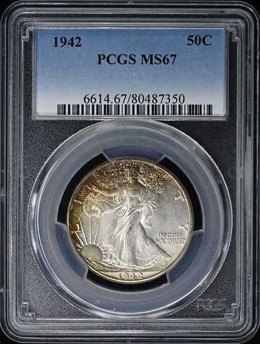 1942年 50セント ウォーキング・リバティ ハーフダラー PCGS MS67