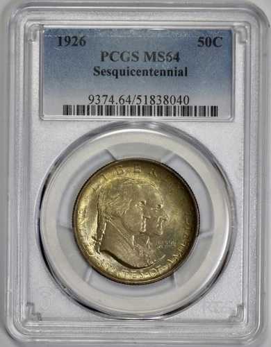 1926年 150周年記念 50セント銀貨 ハーフドル PCGS MS 64 トーン