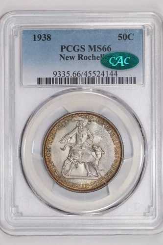 1938年 ニューロシェル シルバー記念ハーフドル PCGS MS66 - PQ ナイストーニング CA
